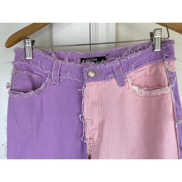 Jaded London Women's 28 Patchwork Raw Hem Boyfriend Fit Jeans - Picture 2 of 10